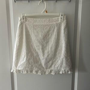 Source Unknown Cream A-Line Mini Skirt Ruffled